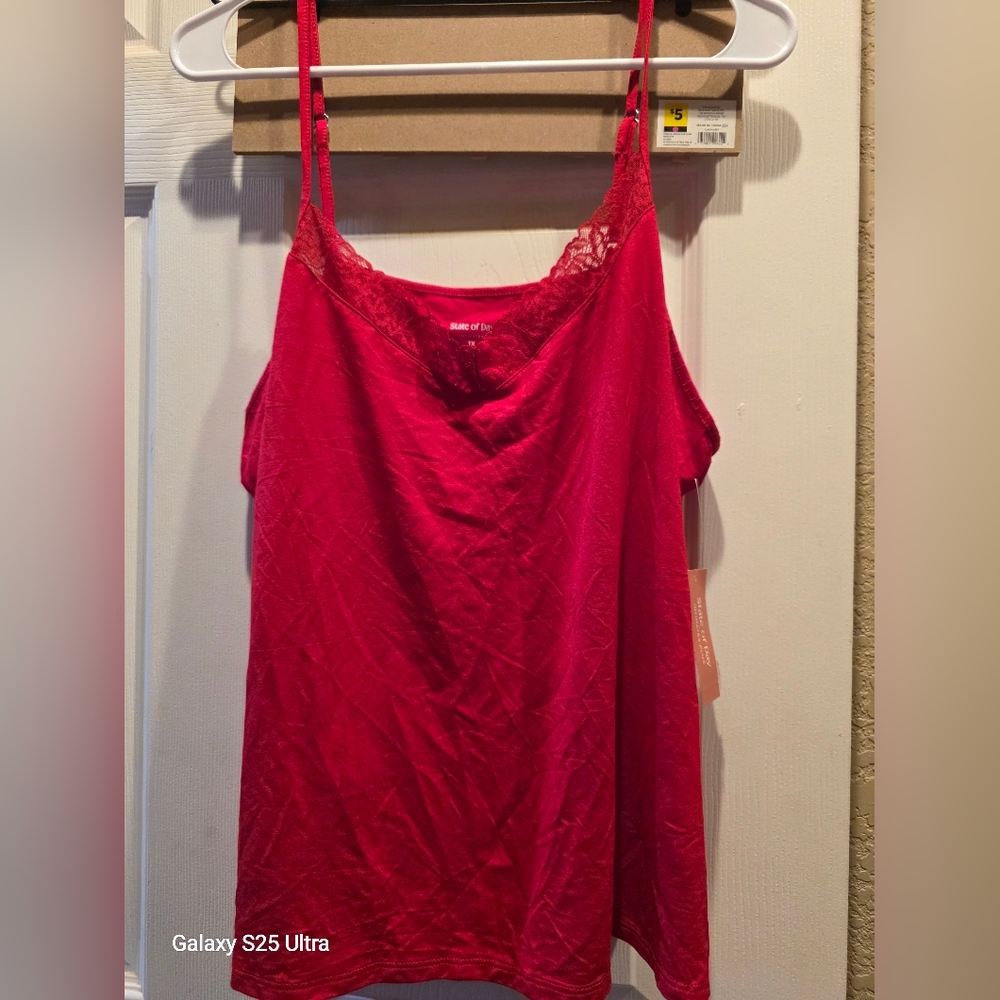 State Of Day Lace Trim Cami Top